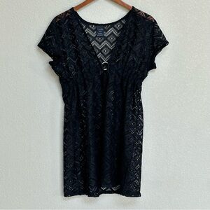 Catalina Black Crochet Swim Cover-Up Dress Women’s Size Medium 8–10